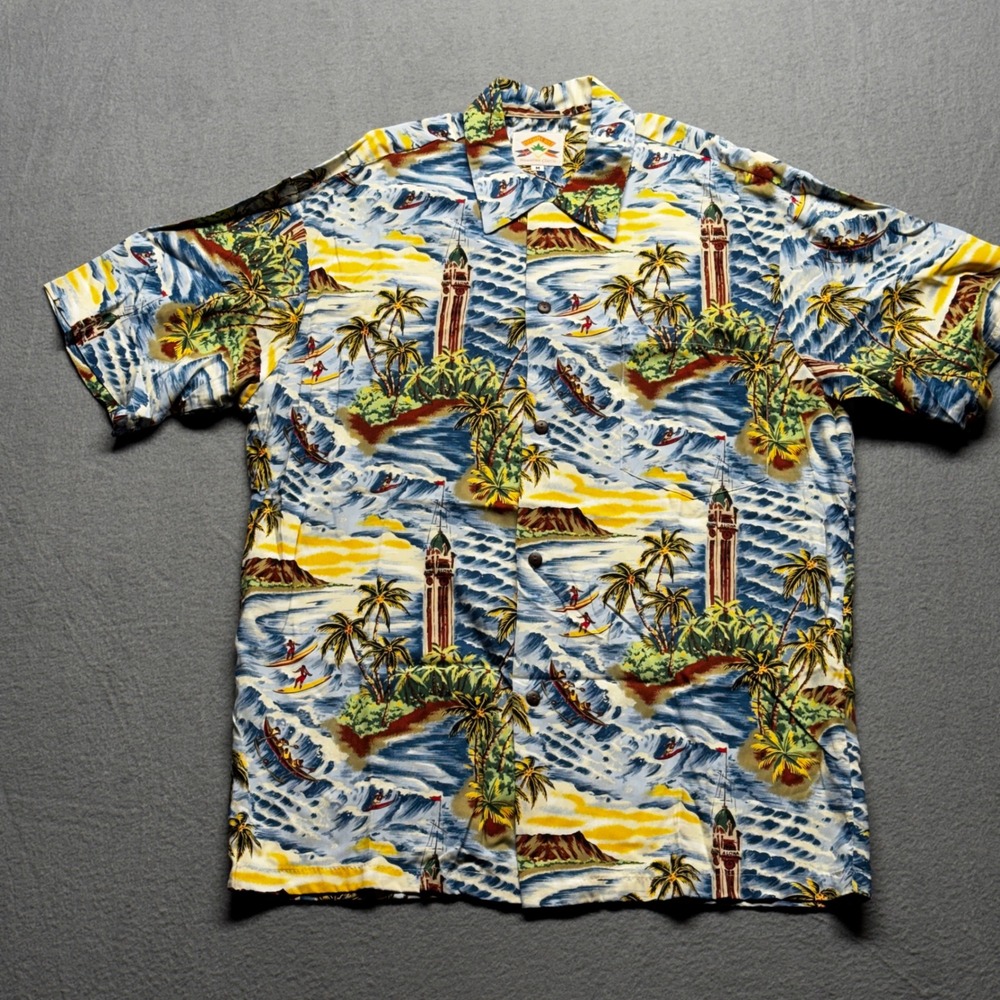 Pineapple Juice Hawaiian Classic Shirt Mens Medium Rayon Aloha Surfing Made USA